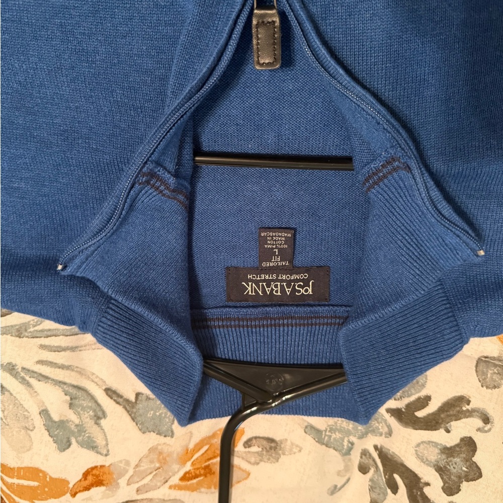Jos. A. Bank Men's Zip-Up Sweater in Rich Blue large new without tags